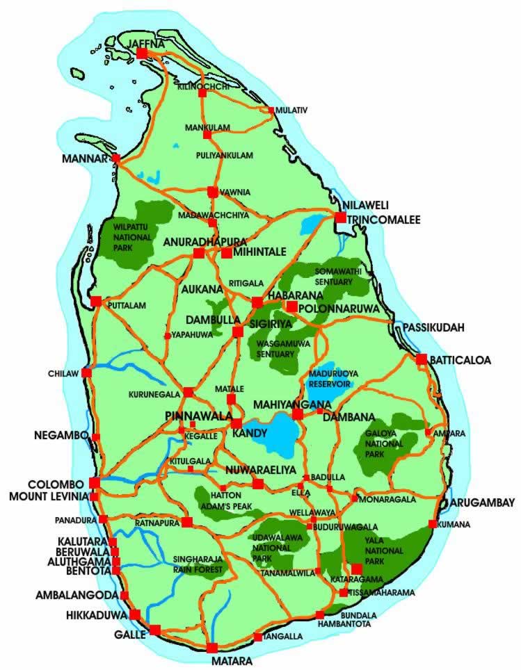 South Of Sri Lanka Map Map Of The South Asian Island Of Sri Lanka