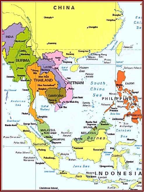 Map Of China And Thailand South East Asia Map   China :: Thailand :: Malaysia :: Vietnam 