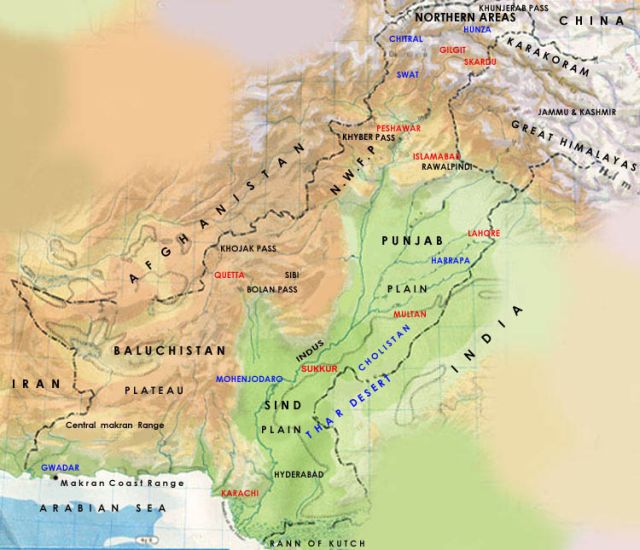 himalayan mountains physical map