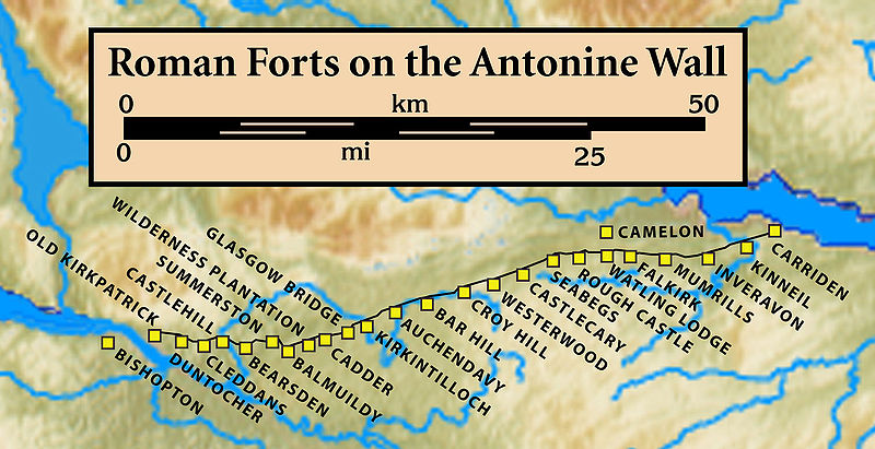 Map of Roman Forts on the Antonine Wall