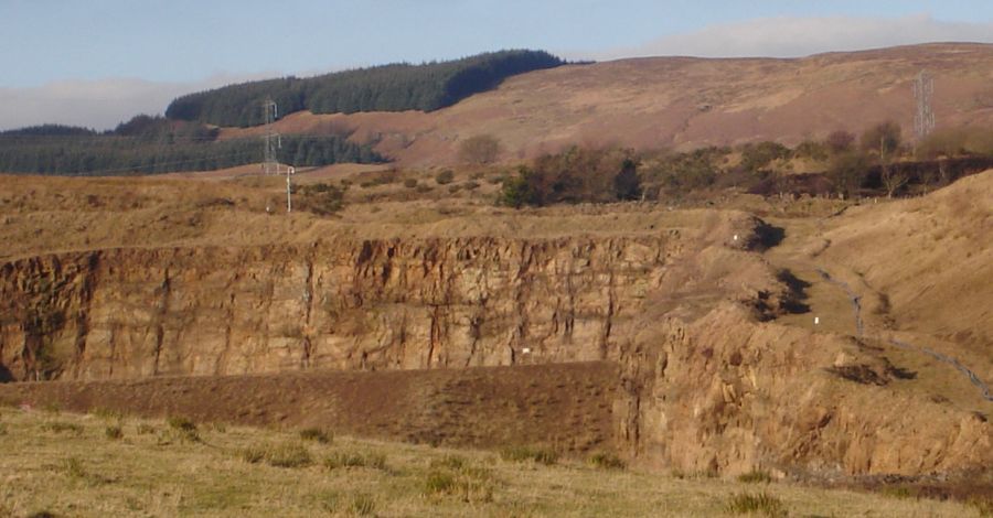 Kilpatrick Hills and quarry walls from Mains Wood
