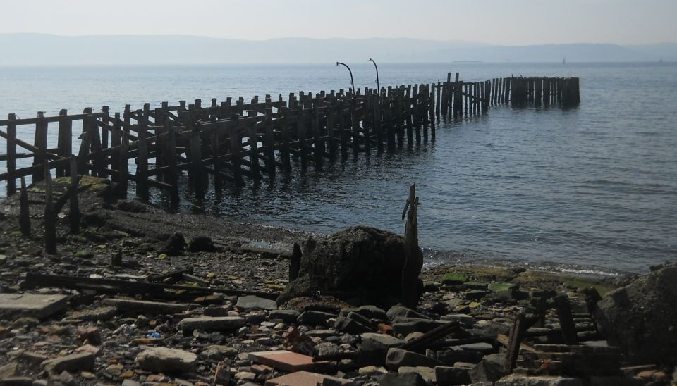 Ruins of pier at Craigendoran on the Firth of Clyde