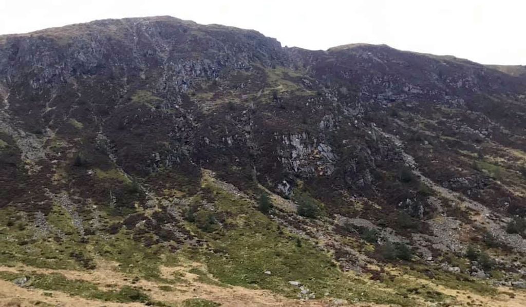 rock crags of Stank Glen on descent from Ben Ledi