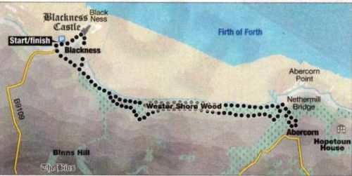 Route Map for Blackness to Abercorn Church