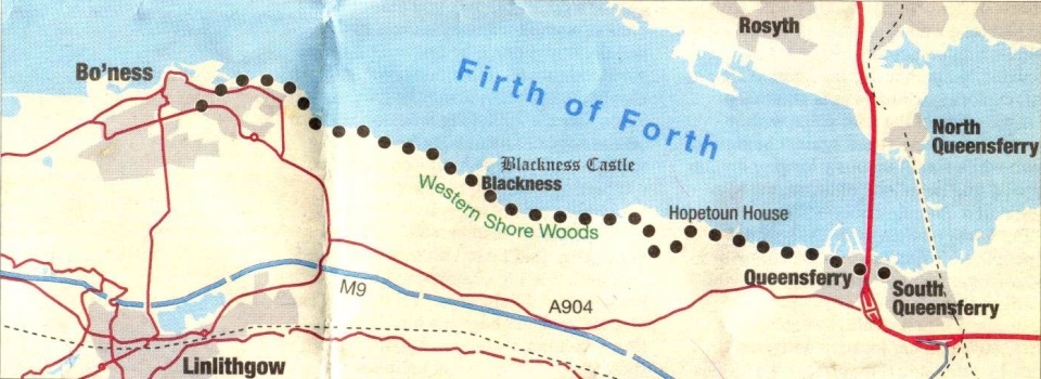 Route map for Blackness to Queensferry