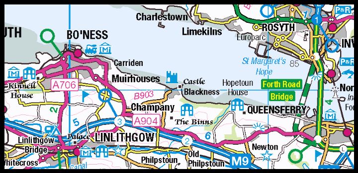 Location map for Blackness and Queensferry