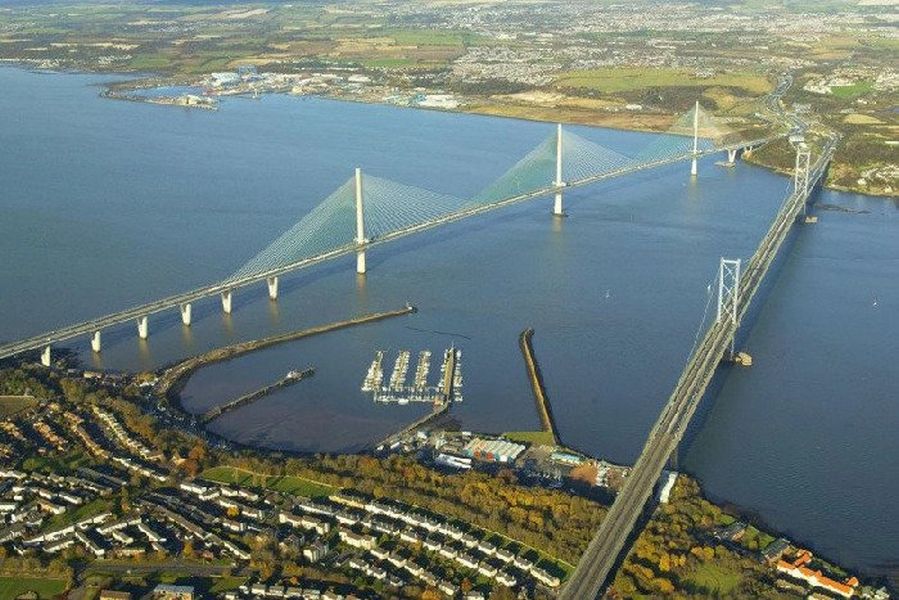Aerial view of New Forth Road Bridge  ( the Queensferry Crossing )