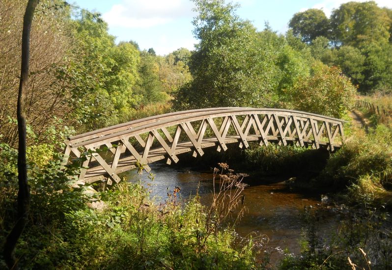 Kingfisher Bridge over the Rotten Calder Water in Calderglen Country Park