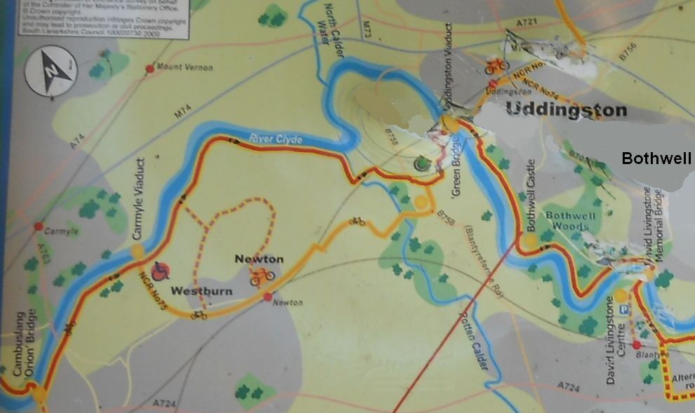 Map of River Clyde between Uddingston and Cambuslang