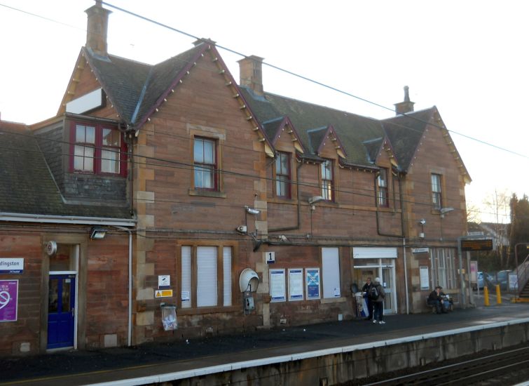 Railway station in Uddingston in Central Scotland