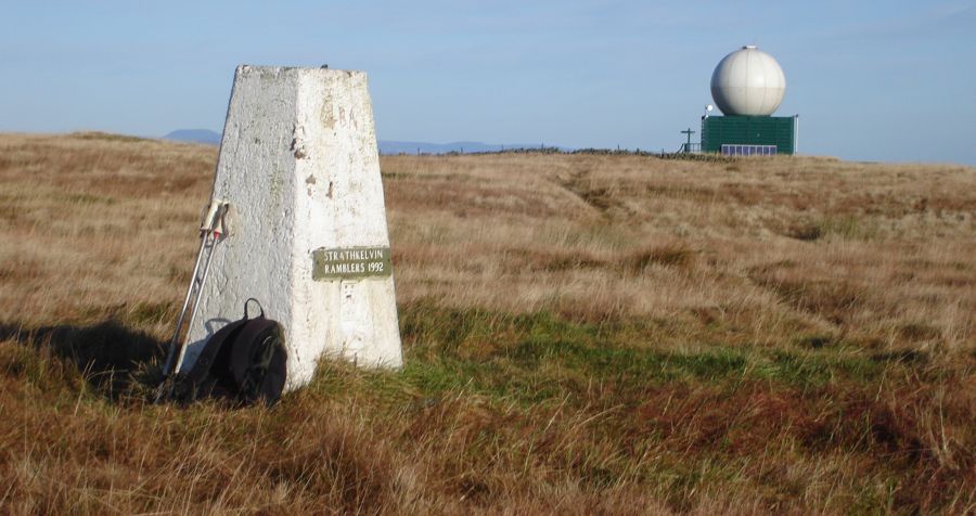 Trig Point and Weather Station on Holehead on Campsie Fells