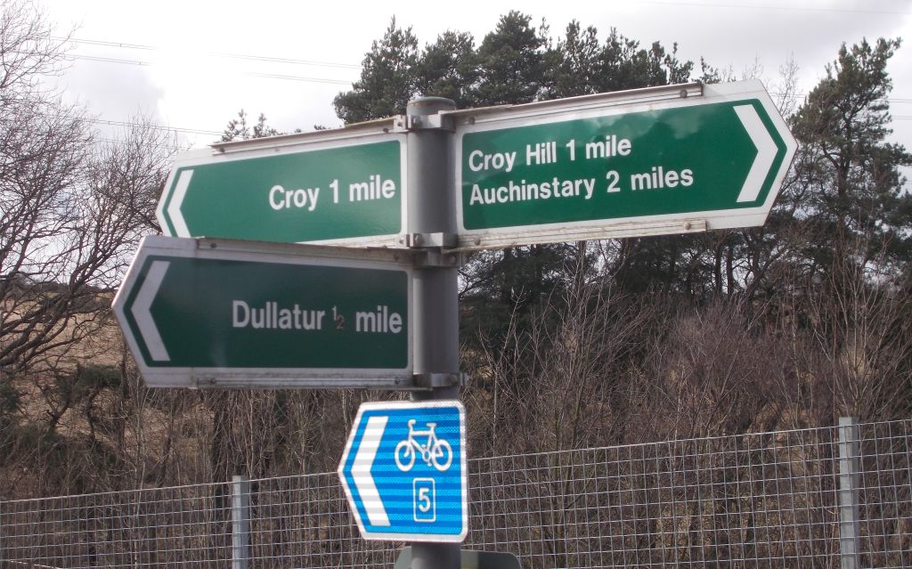 Signpost between Dullatar and Croy