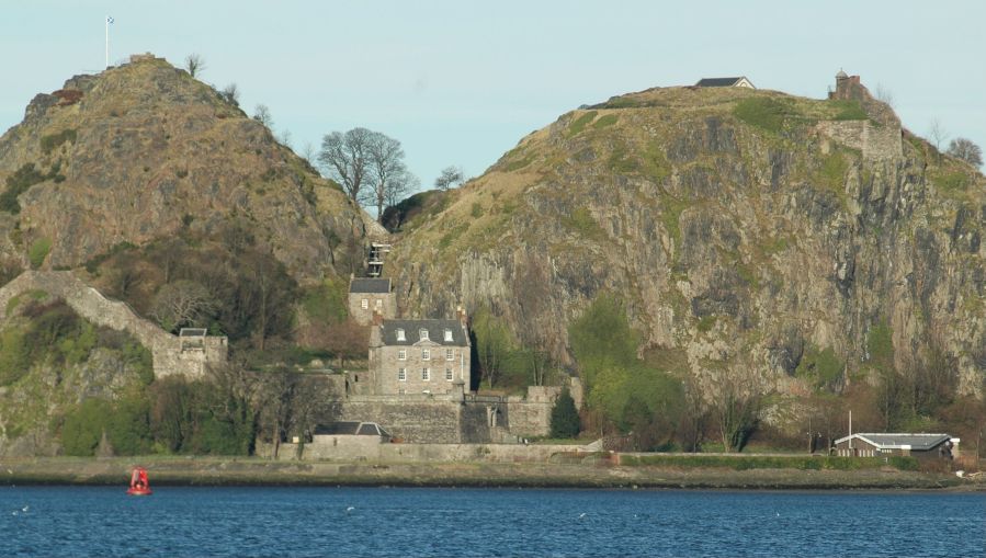 Castle on Dumbarton Rock from River Clyde