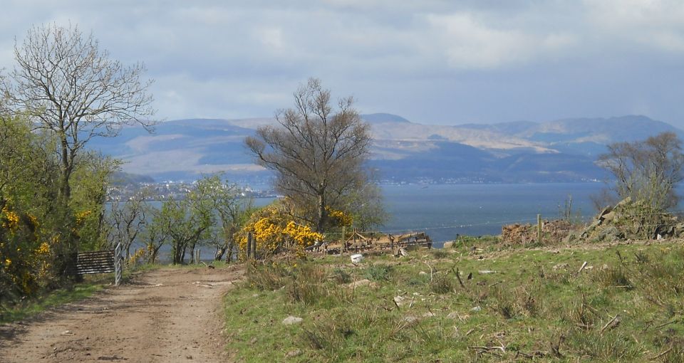 Hills of the Cowal Peninsula across the Firth of Clyde from Kipperoch Road