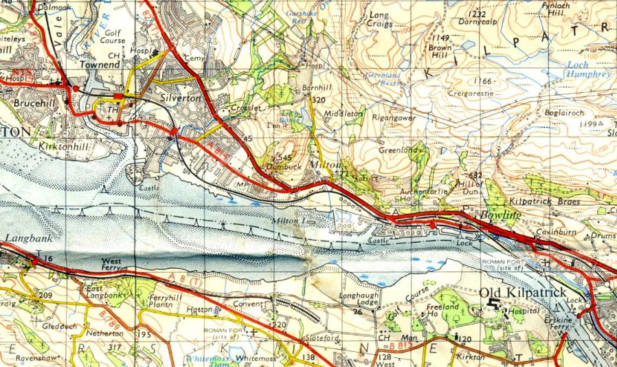 Map of River Clyde from the Erskine Bridge to Langbank