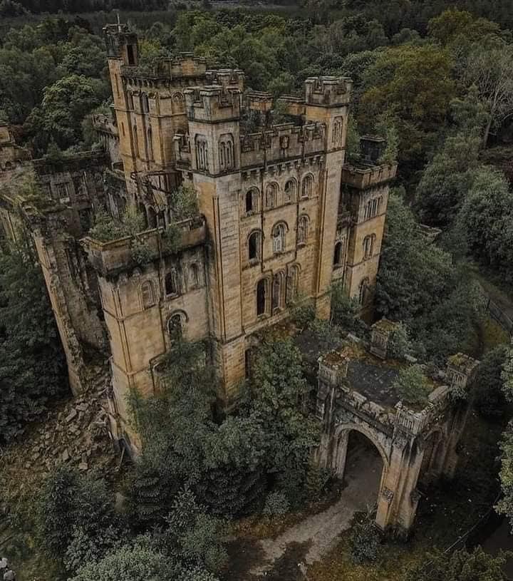 Aerial view of Lennox Castle above Lennoxtown