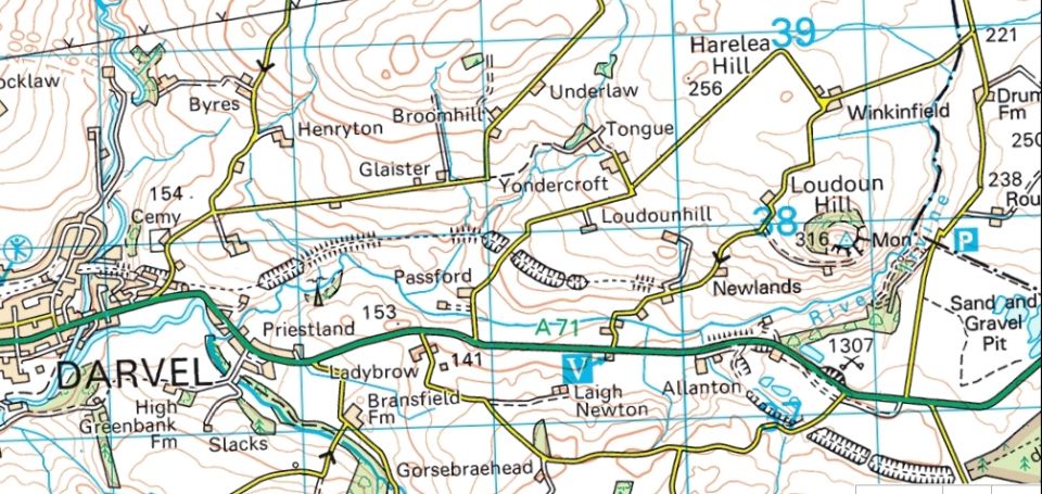 Map of Darvel and Loudoun Hill