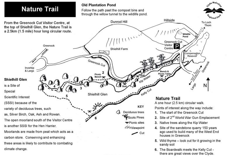 Map of Nature Trail at Greenock Cut Centre in the Clyde Muirshiel Regional Park