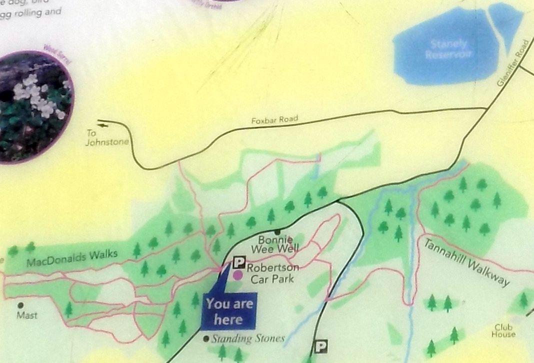 Map of Robertson Park area of Gleniffer Braes Country Park on the southern outskirts of Paisley