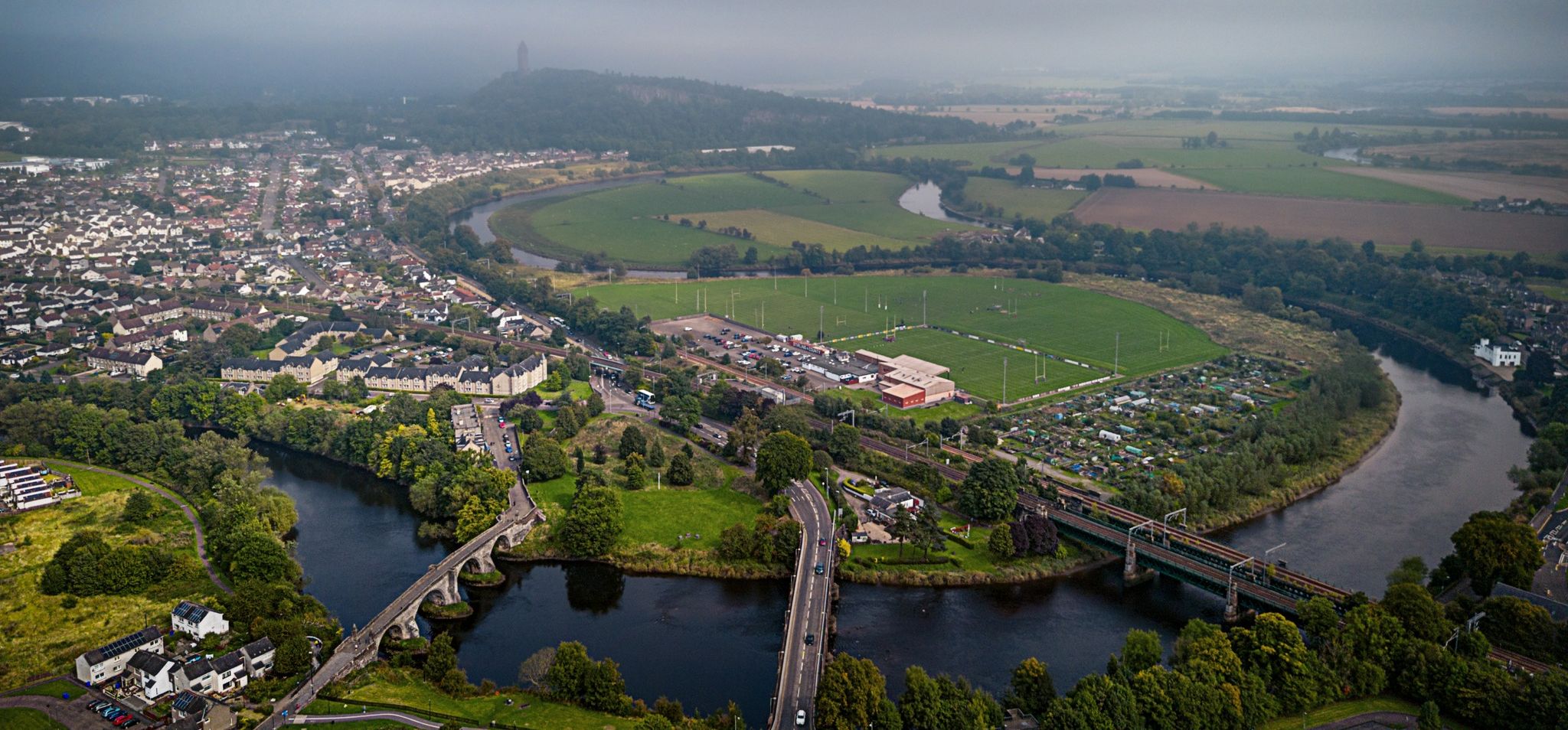 Aerial view  of River Forth at Stirling