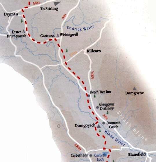 Route Map of West Highland Way from Carbeth to Drymen