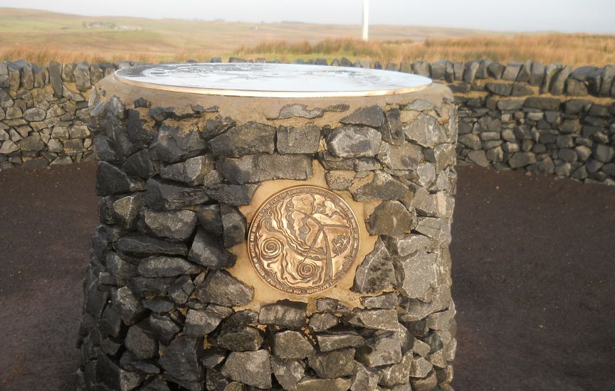 Cairn and Plaque on summit of Blackwood Hill in Whitelee Windfarm