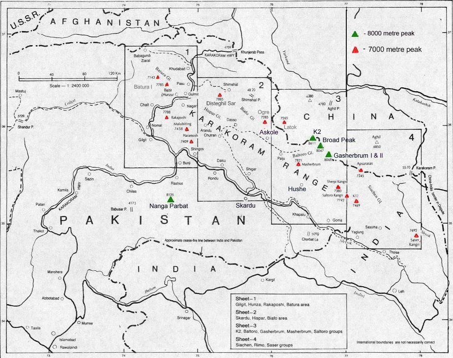 karakoram mountains on world map Maps Showing The Location Of The 8000 Metre Mountains Of The karakoram mountains on world map